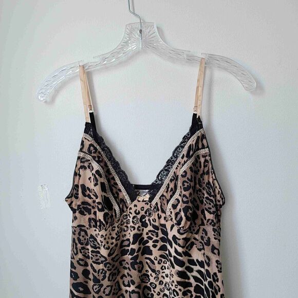 Linea Donatella Leopard Print Robe Babydoll Set Lace Trim Sleepwear Size XL M* - Picture 8 of 11